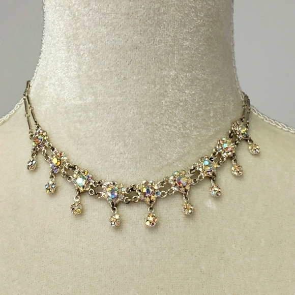 RHINESTONE Choker Bridal Necklace GUC - Picture 1 of 9